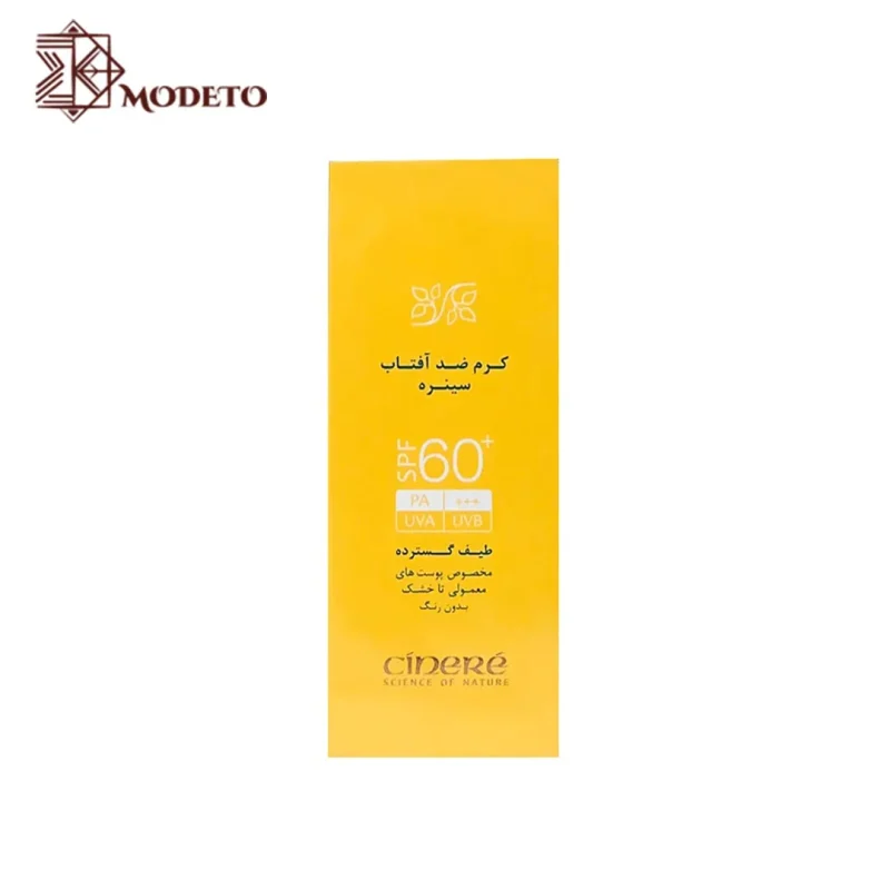 کرم ضد آفتاب سینره بی رنگ مناسب پوست معمولی تا خشک SPF60