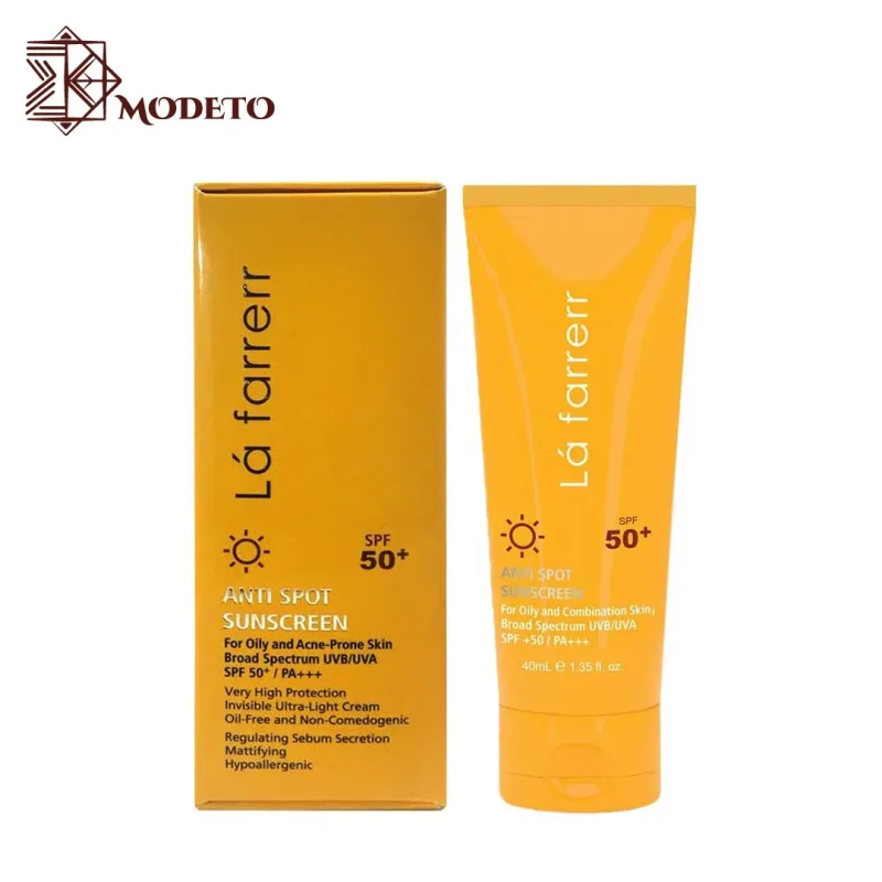 کرم ضد آفتاب و ضد لک بی رنگ لافارر پوست چرب مختلط +SPF50