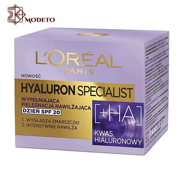 کرم روز ضد چروک هیالورونیک اسید لورال مدل Hyaluron specialist SPF 20 حجم 50 میل