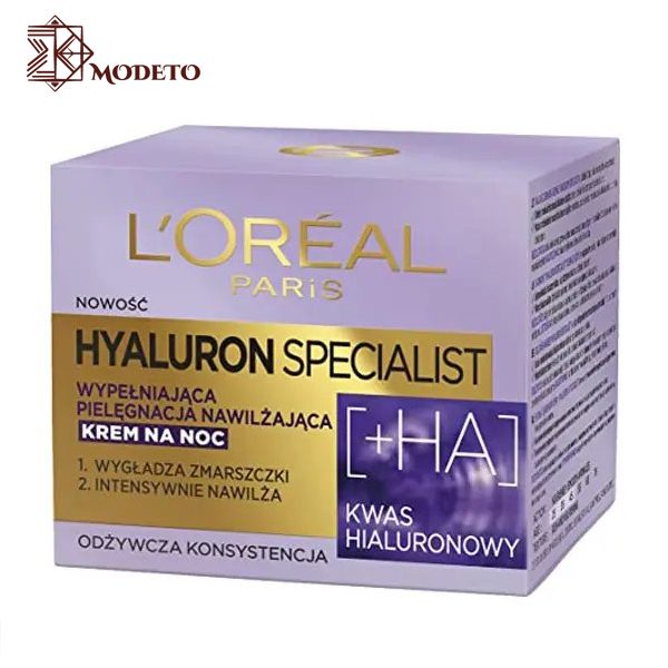 کرم شب ضد چروک هیالورونیک اسید لورال مدل Hyaluron Specialist حجم 50 میل